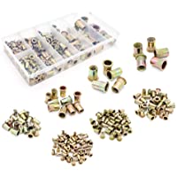 Yuhtech 165 Pcs Juego de Tuercas Remachadas Acero al Carbono Galvanizadas M3-M4-M5-M6-M8-M12- Tuerca de remache Cabeza…